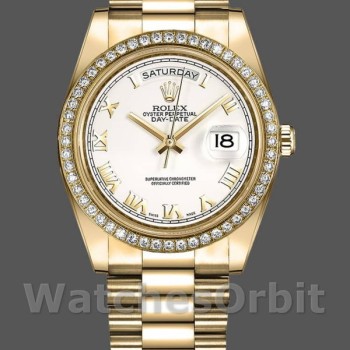 Replica Heren Rolex Day-Date-218348, 41mm, Romeinse wijzerplaat wit