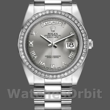 Replica Heren Rolex Day-Date-218349, 41mm, Rhodium Grijze Wijzerplaat