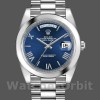 Replica Heren Rolex Day-Date-228206, 40mm, Blauwe Romeinse Cijfer Wijzerplaat, Platina