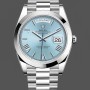 Replica Heren Rolex Day-Date-228206, 40mm, Platina, Ijsblauwe Kwadrant Wijzerplaat
