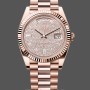 Replica Heren Rolex Day-Date-228235, 40mm, Diamond Paved Dial, Fluted Bezel, Heren met Diamond Paved