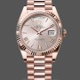 Replica Heren Rolex Day-Date-228235, 40mm, Sundust, Romeinse cijfer wijzerplaat, geribbelde ring, Heren Sundust