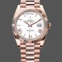 Replica Heren Rolex Day-Date-228235, 40mm, Witte Romeinse Cijfer Wijzerplaat, Geribbelde Ring, Heren Wit
