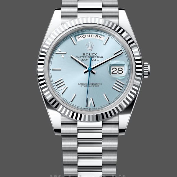 Replica Rolex Day-Date 40mm Heren-228236 0012-Gegolfde ring-IJsblauwe wijzerplaat Ijsblauw