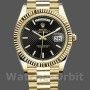 Replica Heren Rolex Day-Date-228238, 40mm, zwarte wijzerplaat met diagonaal motief, geribbelde lunette, zwart voor heren