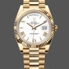 Replica Heren Rolex Day-Date-228238, 40mm, Witte Romeinse wijzerplaat, Geribbelde lunette