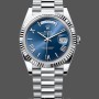 Replica Heren Rolex Day-Date-228239, 40mm, Blauwe Romeinse Wijzerplaat, Geribbelde Ring