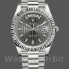 Replica Heren Rolex Day-Date-228239, 40mm, Donker Rhodium Grijze Wijzerplaat, Geribbelde Ring
