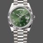 Replica Heren Rolex Day-Date-228239, 40 mm, groene Romeinse wijzerplaat, geribbelde lunette