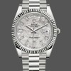 Replica Heren Rolex Day-Date-228239, 40mm, Meteorietgrijze wijzerplaat, geribbelde lunette
