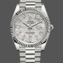 Replica Heren Rolex Day-Date-228239, 40mm, Meteorietgrijze wijzerplaat, geribbelde lunette