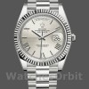 Replica Heren Rolex Day-Date-228239, 40mm, zilver kwadrant motief Romeinse wijzerplaat, geribbelde lunette