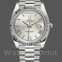 Replica Heren Rolex Day-Date-228239, 40mm, zilver kwadrant motief Romeinse wijzerplaat, geribbelde lunette