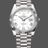 Replica Heren Rolex Day-Date-228239, 40mm, Witte Romeinse wijzerplaat, Geribbelde lunette