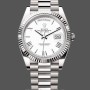Replica Heren Rolex Day-Date-228239, 40mm, Witte Romeinse wijzerplaat, Geribbelde lunette