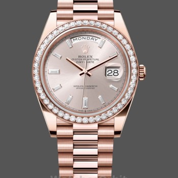 Replica Heren Rolex Day-Date-228345RBR 0007, 40mm, Sundust Diamanten wijzerplaat, Diamanten lunette