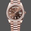 Replica Heren Rolex Day-Date-228345RBR, 40mm, Chocolade Bruin, Diamanten Wijzerplaat, Diamanten Bezel