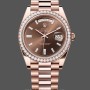 Replica Heren Rolex Day-Date-228345RBR, 40mm, Chocolade Bruin, Diamanten Wijzerplaat, Diamanten Bezel