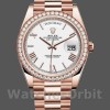 Replica Heren Rolex Day-Date-228345RBR, 40mm, Witte Romeinse Wijzerplaat, Diamanten Bezel