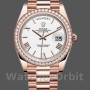 Replica Heren Rolex Day-Date-228345RBR, 40mm, Witte Romeinse Wijzerplaat, Diamanten Bezel