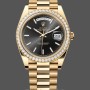 Replica Heren Rolex Day-Date-228348RBR 0043, 40mm, Zwarte Diamanten Wijzerplaat, Diamanten Ring, Heren Zwart