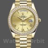 Replica Heren Rolex Day-Date-228348RBR, 40mm, Romeinse wijzerplaat in champagne, diamanten ring