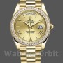 Replica Heren Rolex Day-Date-228348RBR, 40mm, Romeinse wijzerplaat in champagne, diamanten ring