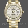 Replica Heren Rolex Day-Date-228348RBR, 40mm, Zilveren Diagonaal Motief Wijzerplaat, Diamanten Ring