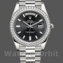 Replica Heren Rolex Day-Date-228349RBR, 40mm, zwarte wijzerplaat, diamanten lunette