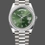 Replica Heren Rolex Day-Date-228349RBR, 40mm, groene Romeinse wijzerplaat, diamanten ring