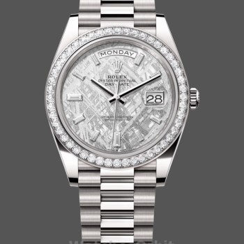 Replica Heren Rolex Day-Date-228349RBR, 40mm, Meteoriet Wijzerplaat, Diamanten Ring