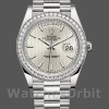 Replica Heren Rolex Day-Date-228349RBR, 40mm, Zilveren Streep Motief Wijzerplaat, Diamanten Ring