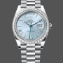 Replica Heren Rolex Day-Date-228396TBR 0030, 40 mm, ijsblauwe wijzerplaat, platina, diamanten ring