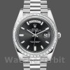 Replica Heren Rolex Day-Date-228396TBR, 40mm, zwarte wijzerplaat, diamanten lunette
