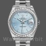 Replica Heren Rolex Day-Date-228396TBR, 40mm, Ijsblauwe Diagonaal Motief Wijzerplaat, Diamanten Bezel