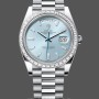 Replica Heren Rolex Day-Date-228396TBR, 40mm, ijsblauwe diamanten wijzerplaat, diamanten ring, ijsblauwe wijzerplaat voor heren