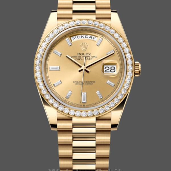 Replica Heren Rolex Day-Date-228398TBR, 40mm, Champagne Diamond Dial, Diamant Bezel