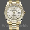 Replica Heren Rolex Day-Date-228398TBR, 40mm, Zilveren Diagonaal Motief Wijzerplaat, Diamanten Ring