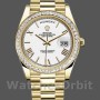 Replica Heren Rolex Day-Date-228398TBR, 40mm, Witte Romeinse Cijfer Wijzerplaat, Diamanten Ring