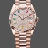 Replica Rolex Day Date 36-m128396TBR 0019 voor heren, diamanten ring, ijsblauwe Romeinse wijzerplaat