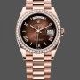 Replica Rolex Day Date 36-128236 0009 voor heren, geribbelde lunette, platina armband, ijsblauw