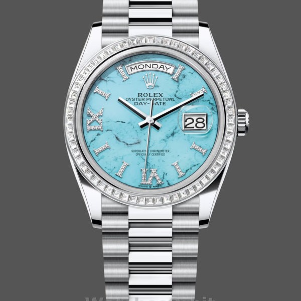 Replica Rolex Day Date 40-M228236 0024 voor heren, witgoud, blauwe ombre wijzerplaat