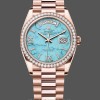 Replica Dames Rolex Day-Date 36-m128345rbr 0064, Roségoud, Turquoise Diamond-Set Romeinse Wijzerplaat, Diamant Bezel Turquoise Wijzerplaat
