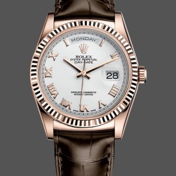Replica Rolex Day Date 36-m128348RBR 0064 voor heren, geelgoud, witte wijzerplaat