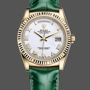 Replica Rolex Day Date 36-m128236 0017, platina, witte wijzerplaat, President armband, wit