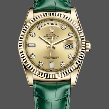 Replica Rolex Day Date 36-m128345RBR 0075, Everose goud, Diamanten ring, bruine ombre