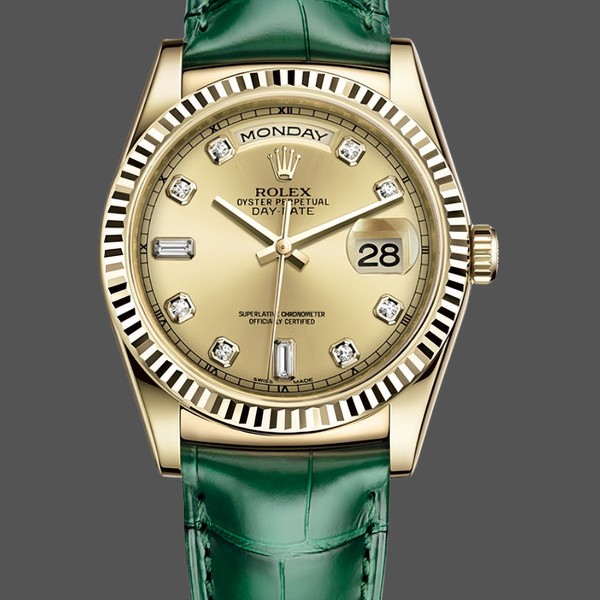 Replica Rolex Day Date 36-m128345RBR 0075, Everose goud, Diamanten ring, bruine ombre