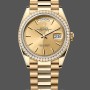 Replica Rolex Day Date 36-m128239 0059, witgoud, witte wijzerplaat, geribbelde lunette, president, wit