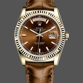 Replica Rolex Day Date 36-128396TBR 0004, Platina, Diamanten ring, Zilver voor heren
