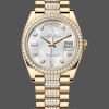 Replica Dames Rolex Day-Date 36mm Geelgoud met diamant bezel MOP wijzerplaat - M128348RBR 0019 MOP wijzerplaat